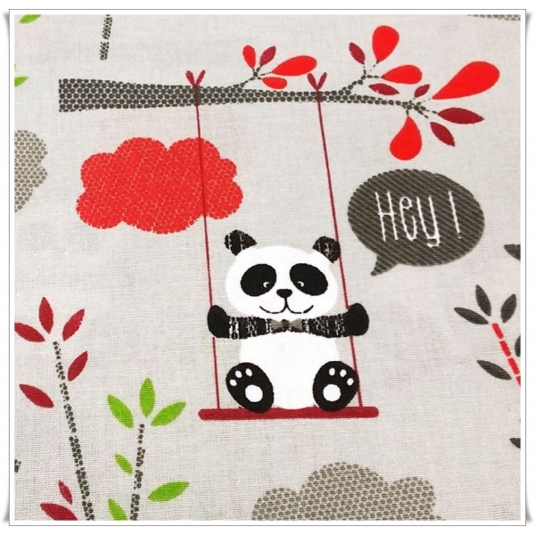 Tela osos panda gris Tela osos panda gris