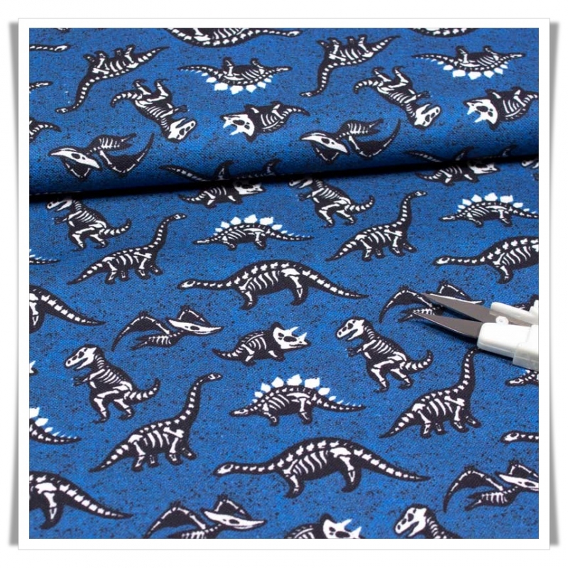 Retal tela estampada dinosaurios cobalto