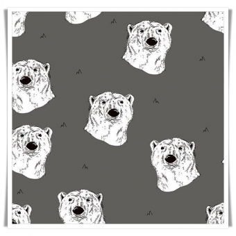 Tela punto osos polares en gris pizarra