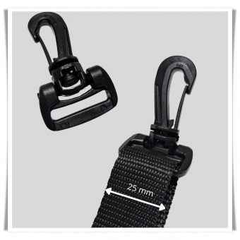 Mosqueton giratorio de plastico negro para cinta de 25 mm