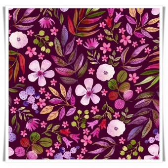 Tela impermeable estampado flores y hojas