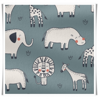 Tela estampado infantil animales selva