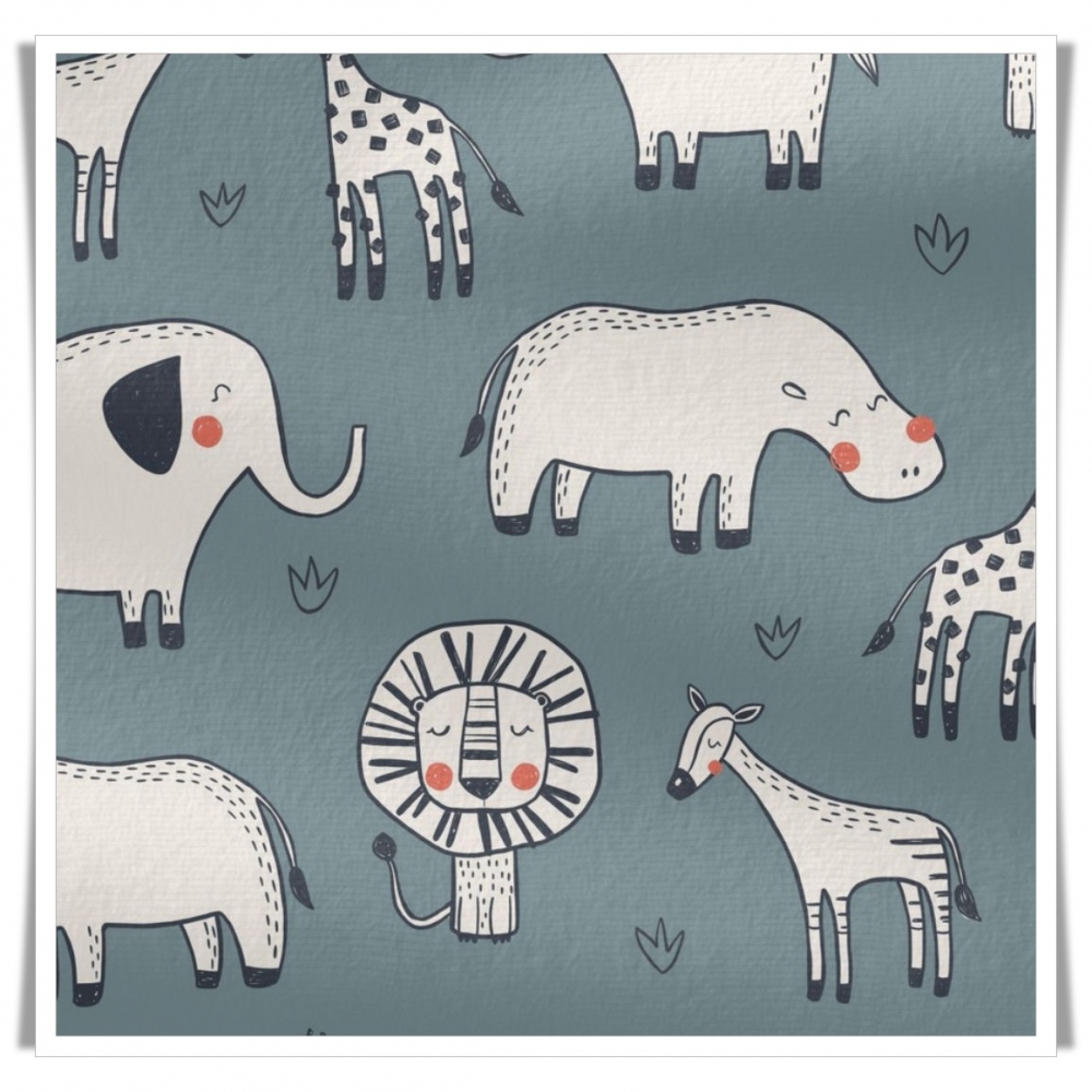 Tela estampado infantil animales selva