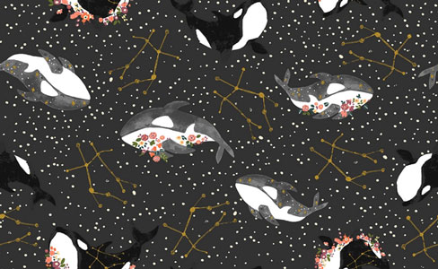 Detalle tela estampada cosmic sea