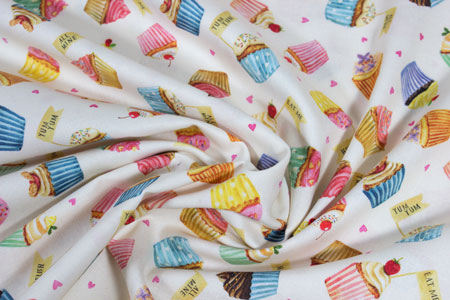 Tela de algodon con dibujos de cupcakes