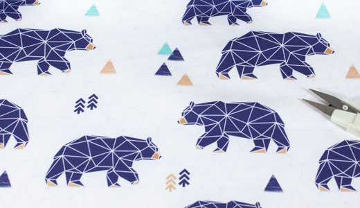 Detalle tela neopreno fina con dibujos de osos