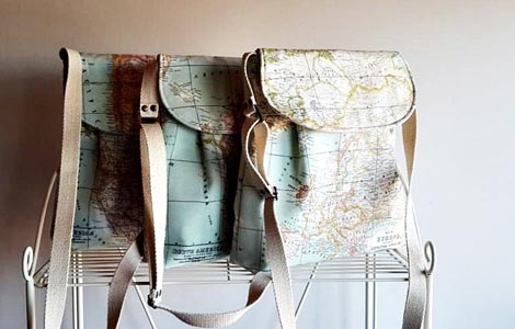 Bolsos tela impermeable mapa mundi