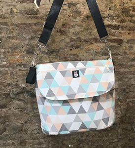 Bolso tela loneta triangulos pastel