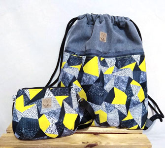 Mochila y neceser tela pop art