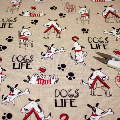 Tela de loneta dogs life detalle