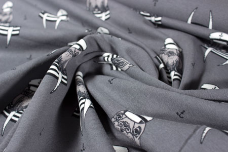 Tela jersey morsas gris detalle