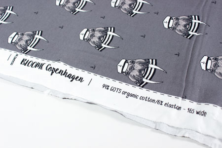 Tela organica jersey estampado morsas gris