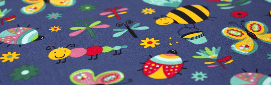 Tela infantil abejas marino