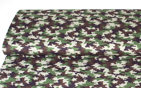 Tela estampado militar camuflage verde y marrón