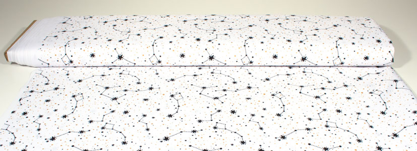 Tejido impermeable poliester constelaciones blanco